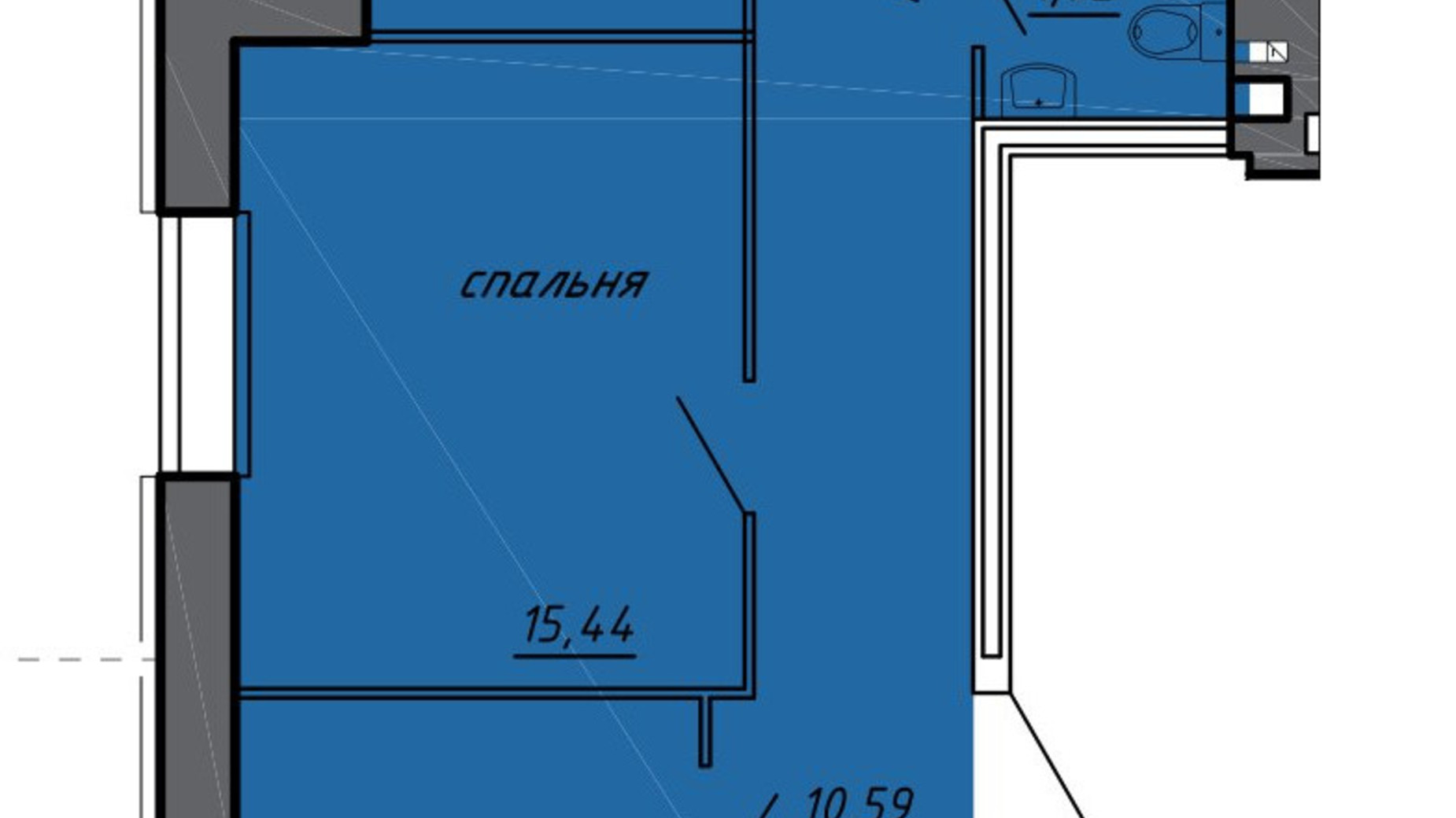 Планировка 2-комнатной квартиры в ЖК Новые Байковцы 64.08 м², фото 600677