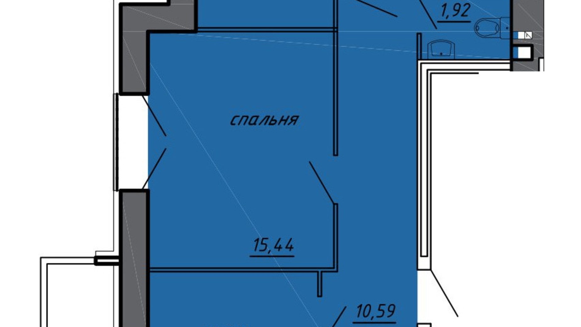Планування 1-кімнатної квартири в ЖК Нові Байківці 68.15 м², фото 600681
