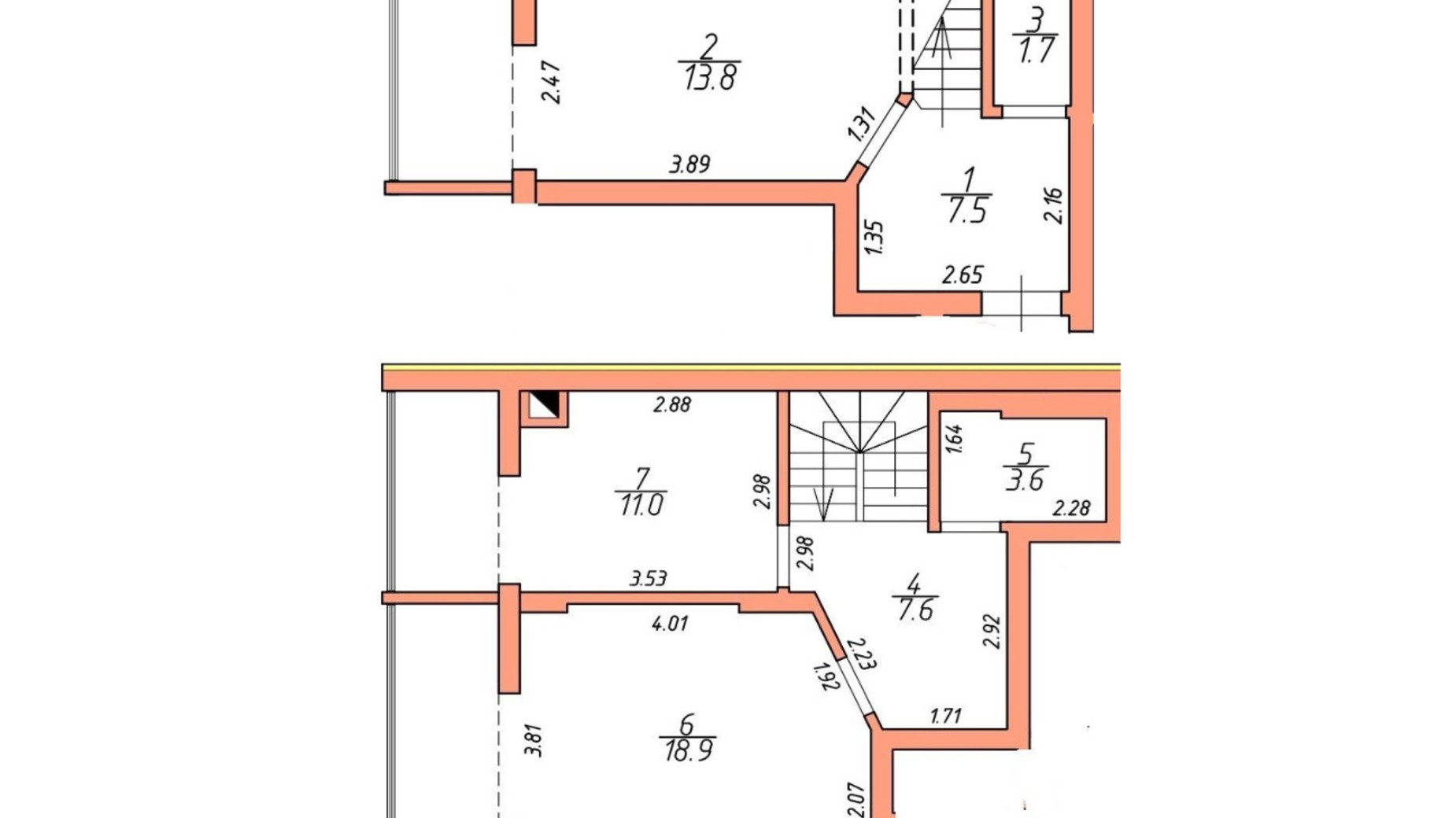 Планування багато­рівневої квартири в ЖК Престижний 76.9 м², фото 600756