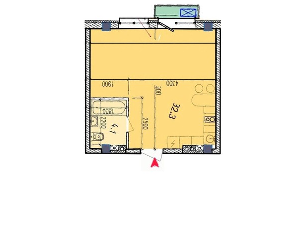 ЖК Liberty Hall: планування 1-кімнатної квартири 37.7 м²