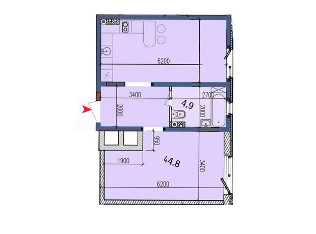 ЖК Liberty Hall: планировка 2-комнатной квартиры 64.7 м²