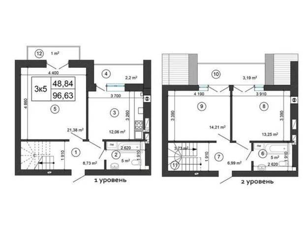 ЖК Сирецький парк-2: планування 3-кімнатної квартири 96.63 м²
