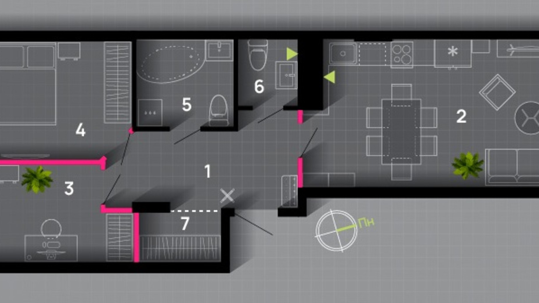 Планування 3-кімнатної квартири в ЖК Family Plaza 66 м², фото 601321