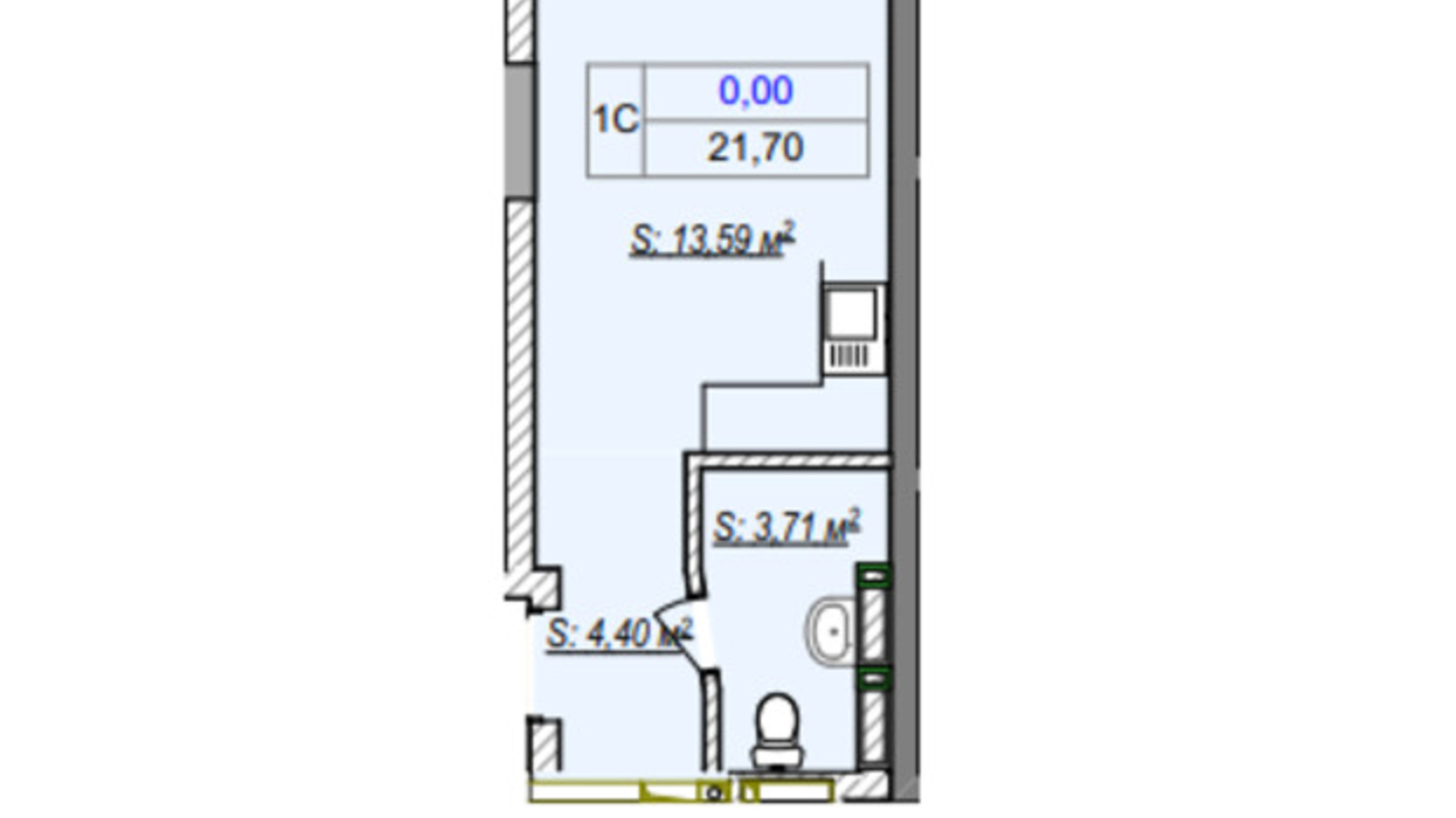 Планировка квартиры студии в ЖК Irpin City 23.7 м², фото 601345