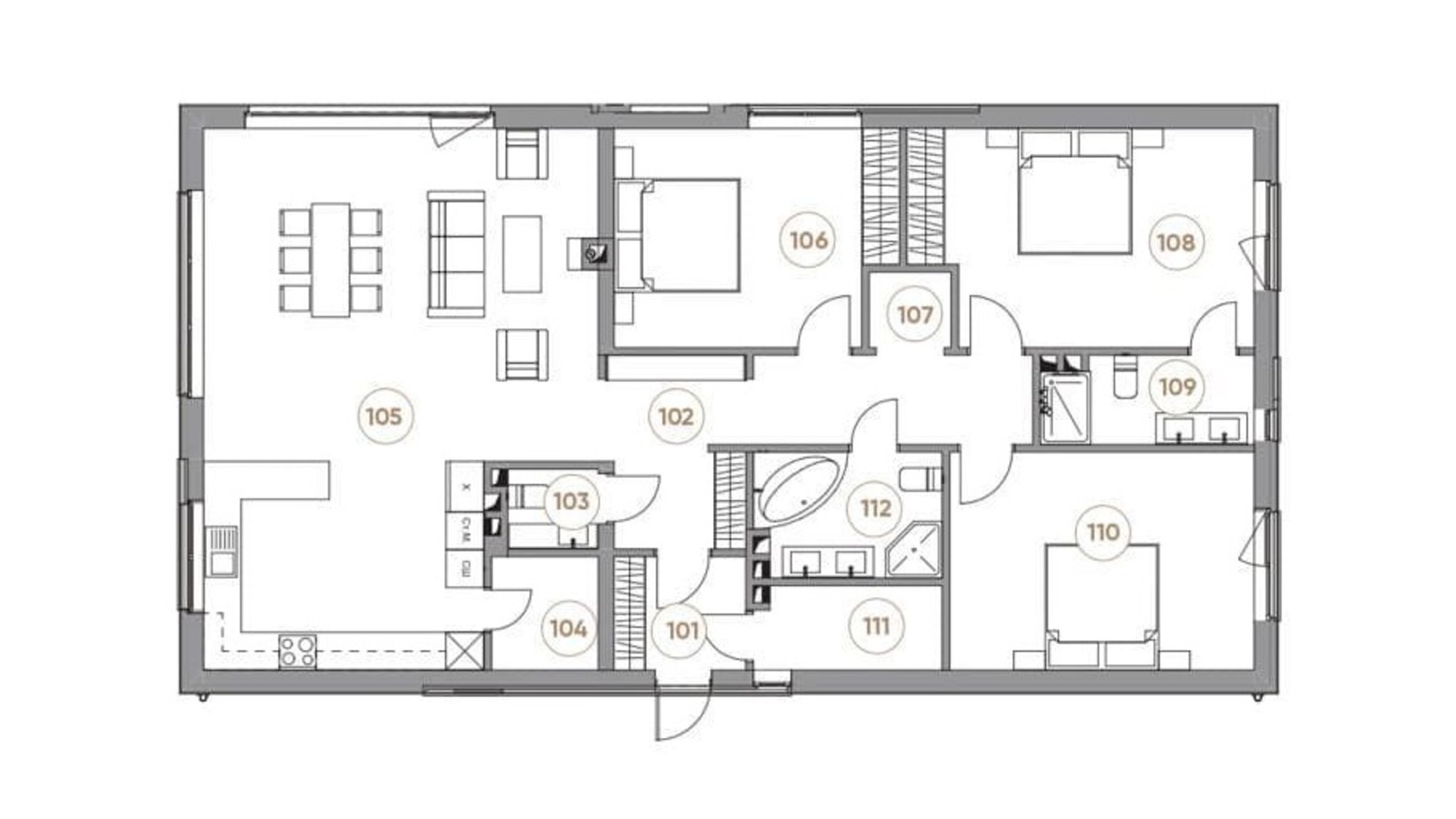 Планировка коттеджа в КГ Villaggo 135.5 м², фото 601418