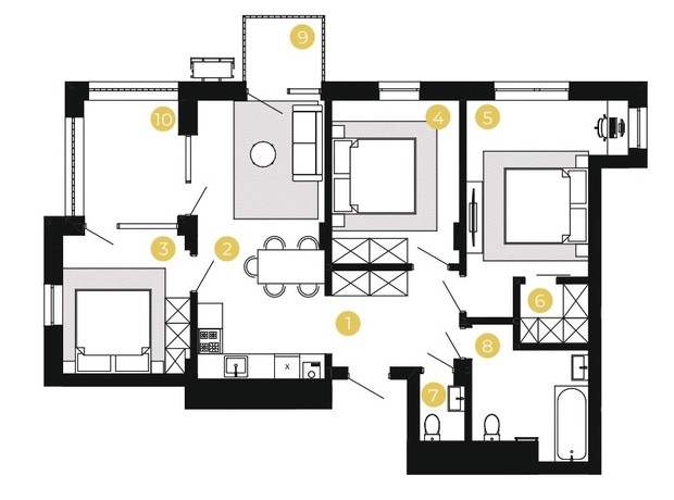 ЖК Шведський квартал: планування 3-кімнатної квартири 77.21 м²