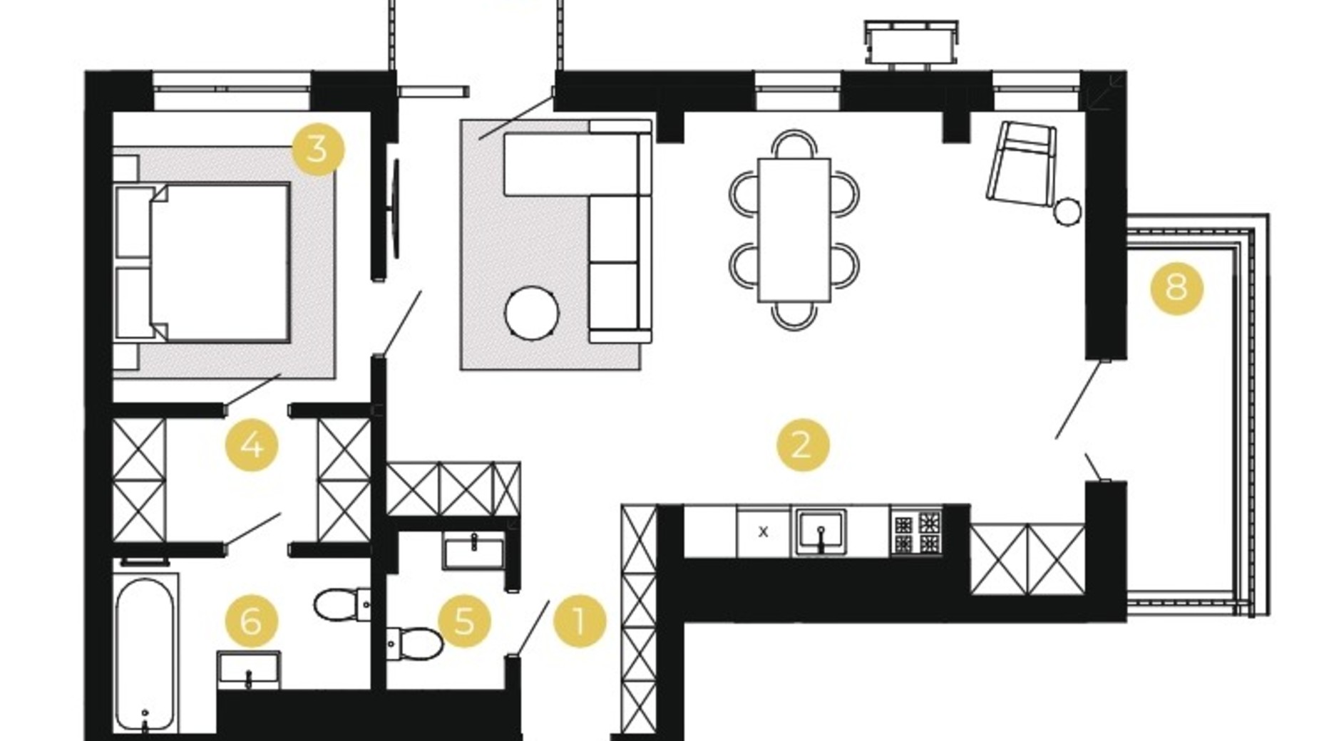 Планування 1-кімнатної квартири в ЖК Шведський квартал 66.96 м², фото 601486