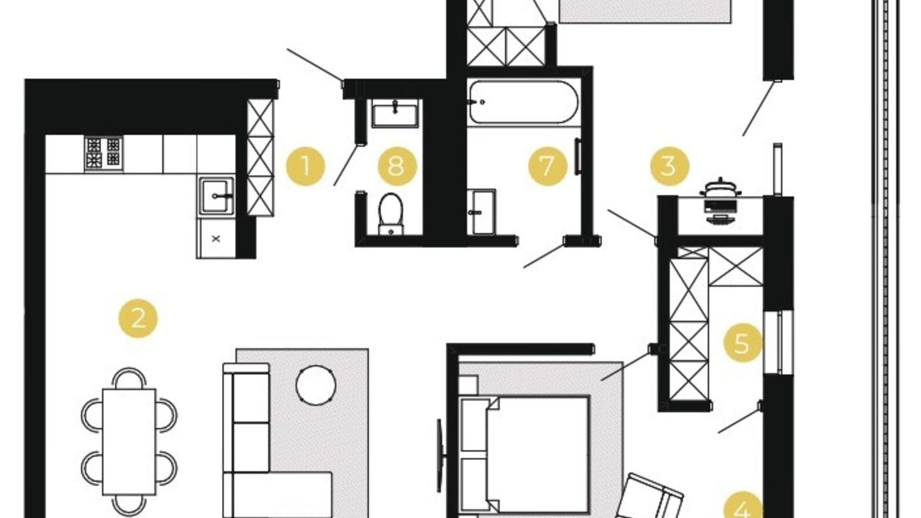 Планування 2-кімнатної квартири в ЖК Шведський квартал 91.22 м², фото 601489