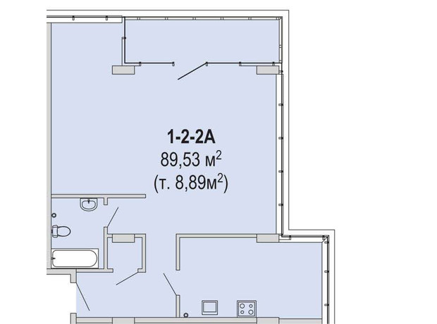 Апарт-комплекс Port City: планировка 3-комнатной квартиры 89.53 м²