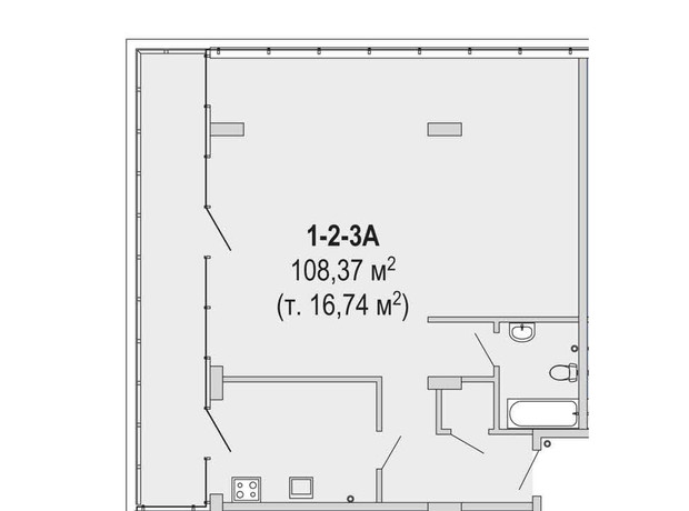 Апарт-комплекс Port City: планування 3-кімнатної квартири 108.37 м²