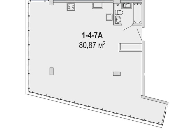 Апарт-комплекс Port City: планировка 3-комнатной квартиры 80.87 м²