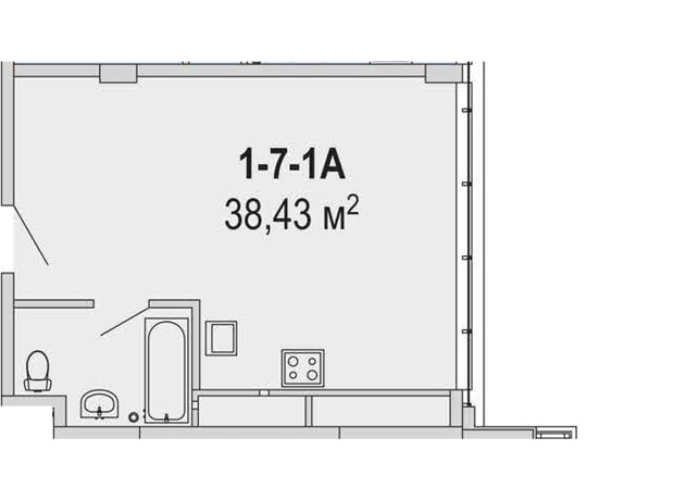 Апарт-комплекс Port City: планировка 1-комнатной квартиры 38.43 м²
