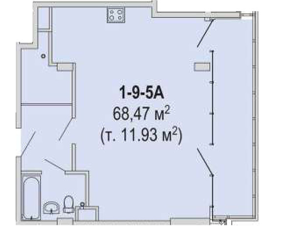 Апарт-комплекс Port City: планування 2-кімнатної квартири 68.47 м²