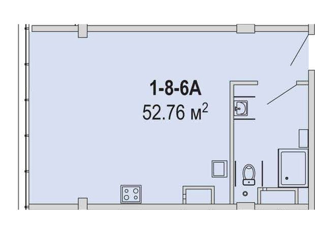 Апарт-комплекс Port City: планировка 2-комнатной квартиры 52.76 м²