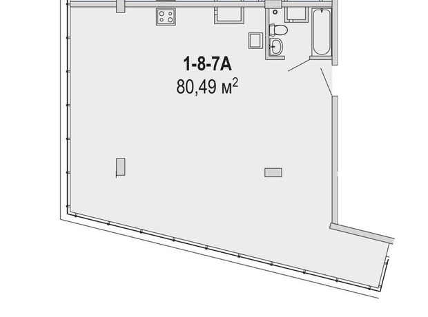 Апарт-комплекс Port City: планування 3-кімнатної квартири 80.49 м²