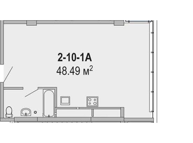 Апарт-комплекс Port City: планировка 2-комнатной квартиры 48.49 м²