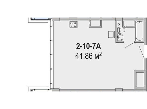 Апарт-комплекс Port City: планування 1-кімнатної квартири 41.86 м²