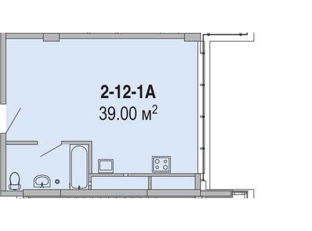 Апарт-комплекс Port City: планування 1-кімнатної квартири 39 м²