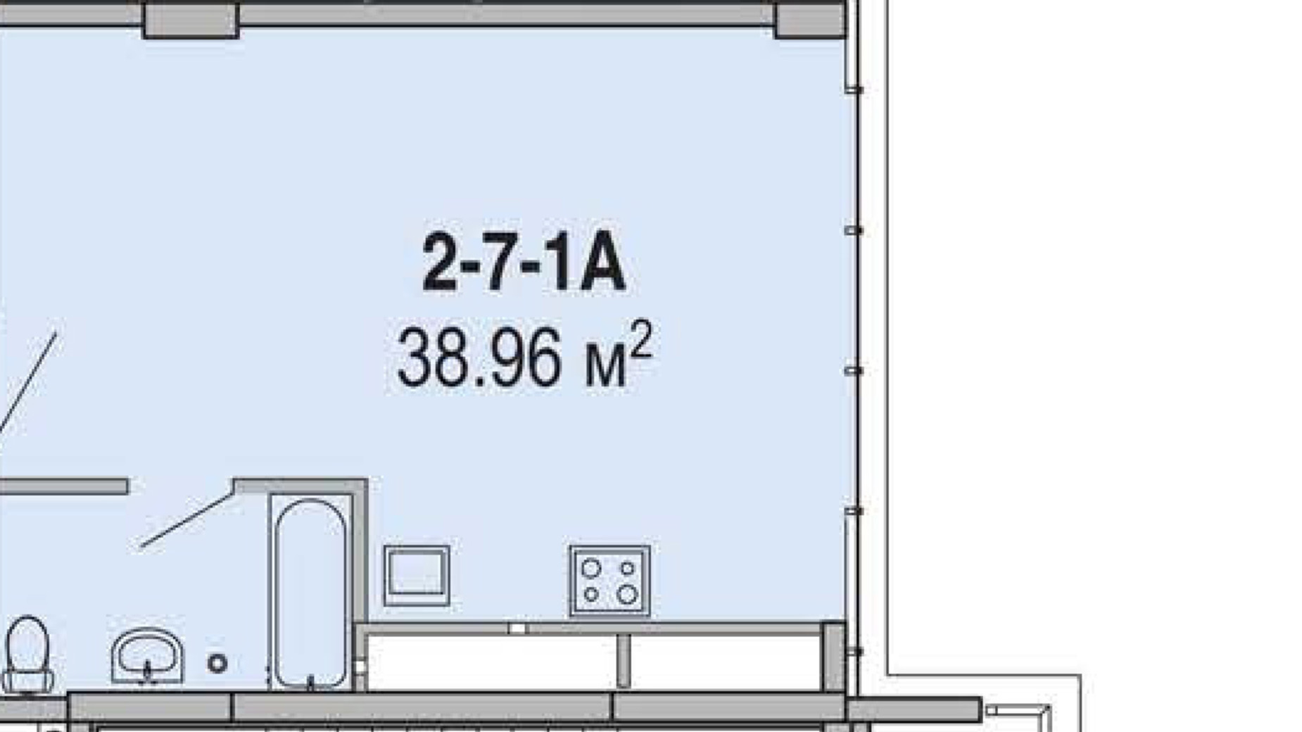 Планування апартаментів в Апарт-комплекс Port City 38.96 м², фото 601691