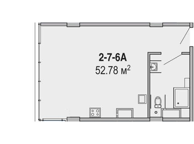 Апарт-комплекс Port City: планування 2-кімнатної квартири 52.78 м²
