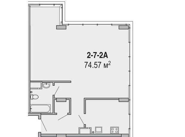 Апарт-комплекс Port City: планировка 3-комнатной квартиры 74.57 м²