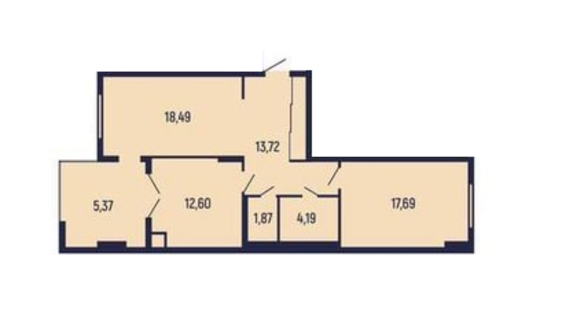 Планировка 2-комнатной квартиры в Квартал Royal Town 75.34 м², фото 602033