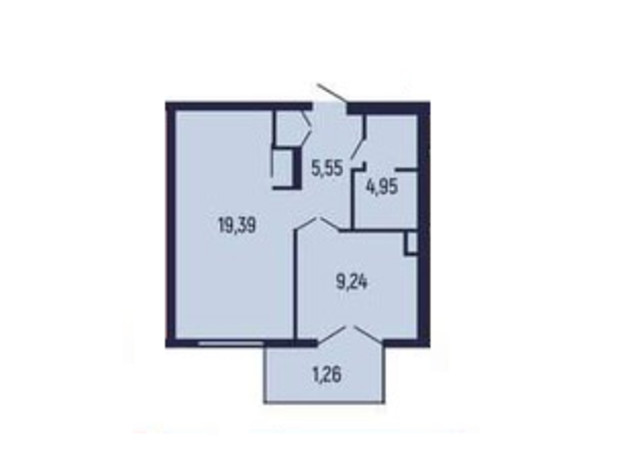 Квартал Royal Town: планировка 1-комнатной квартиры 39.13 м²