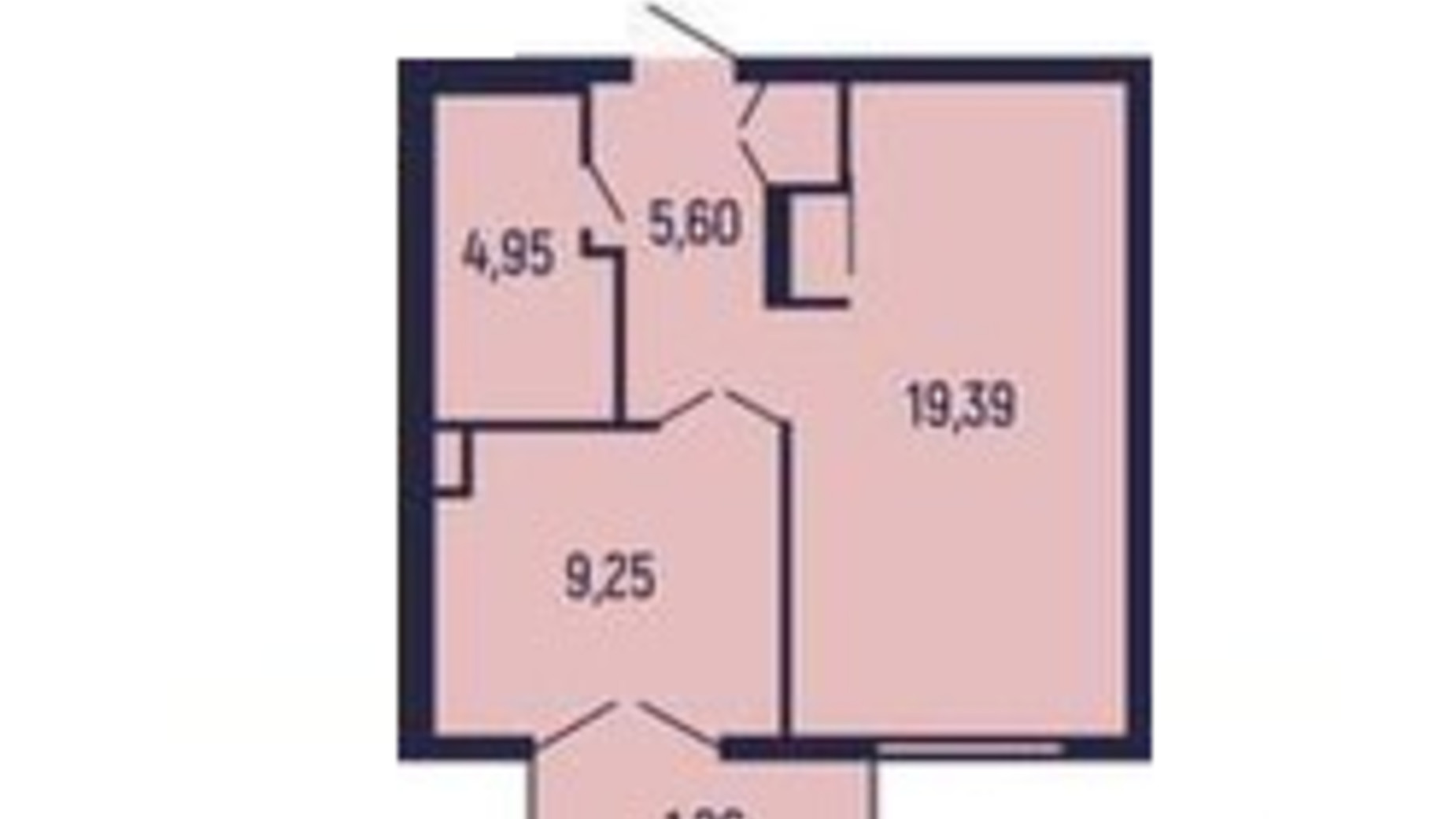 Планировка 1-комнатной квартиры в Квартал Royal Town 40.45 м², фото 602036