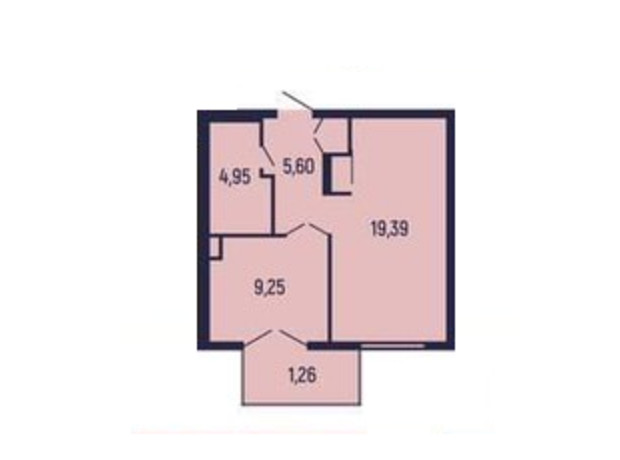 Квартал Royal Town: планировка 1-комнатной квартиры 40.45 м²