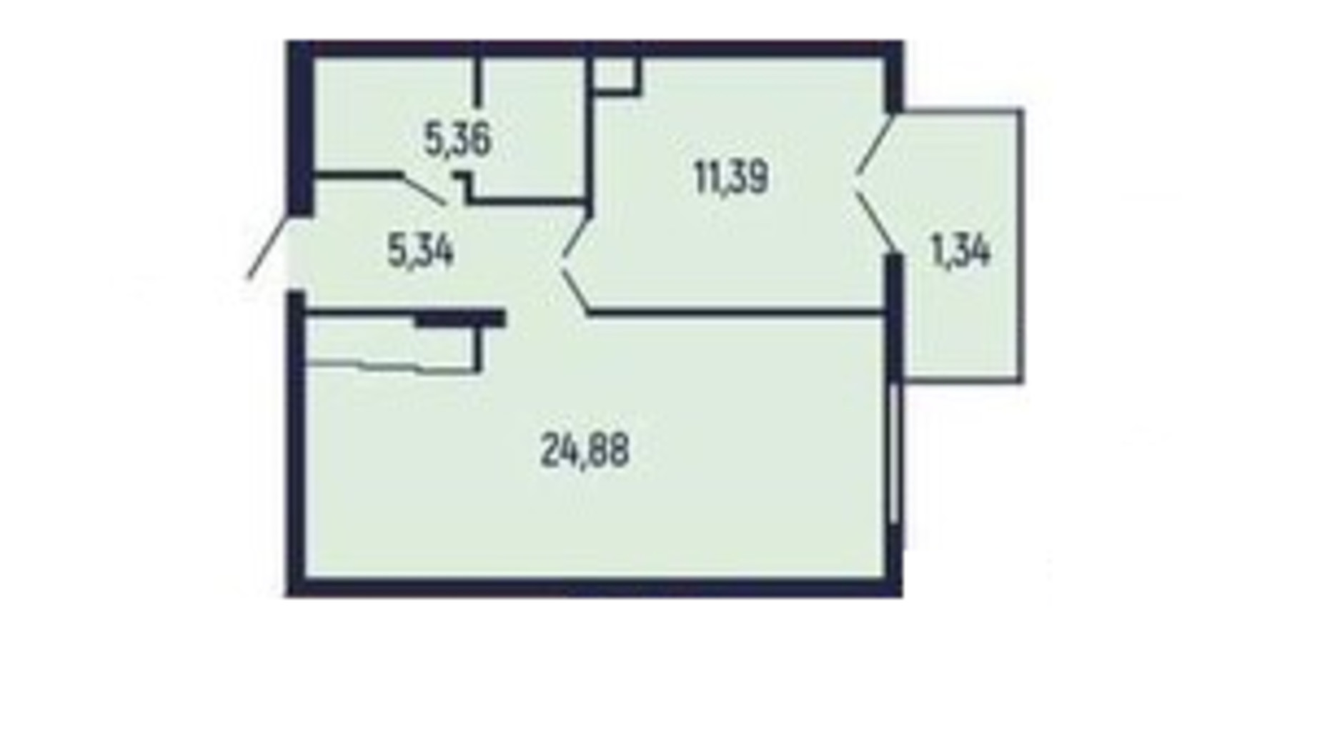 Планировка 1-комнатной квартиры в Квартал Royal Town 47.03 м², фото 602038