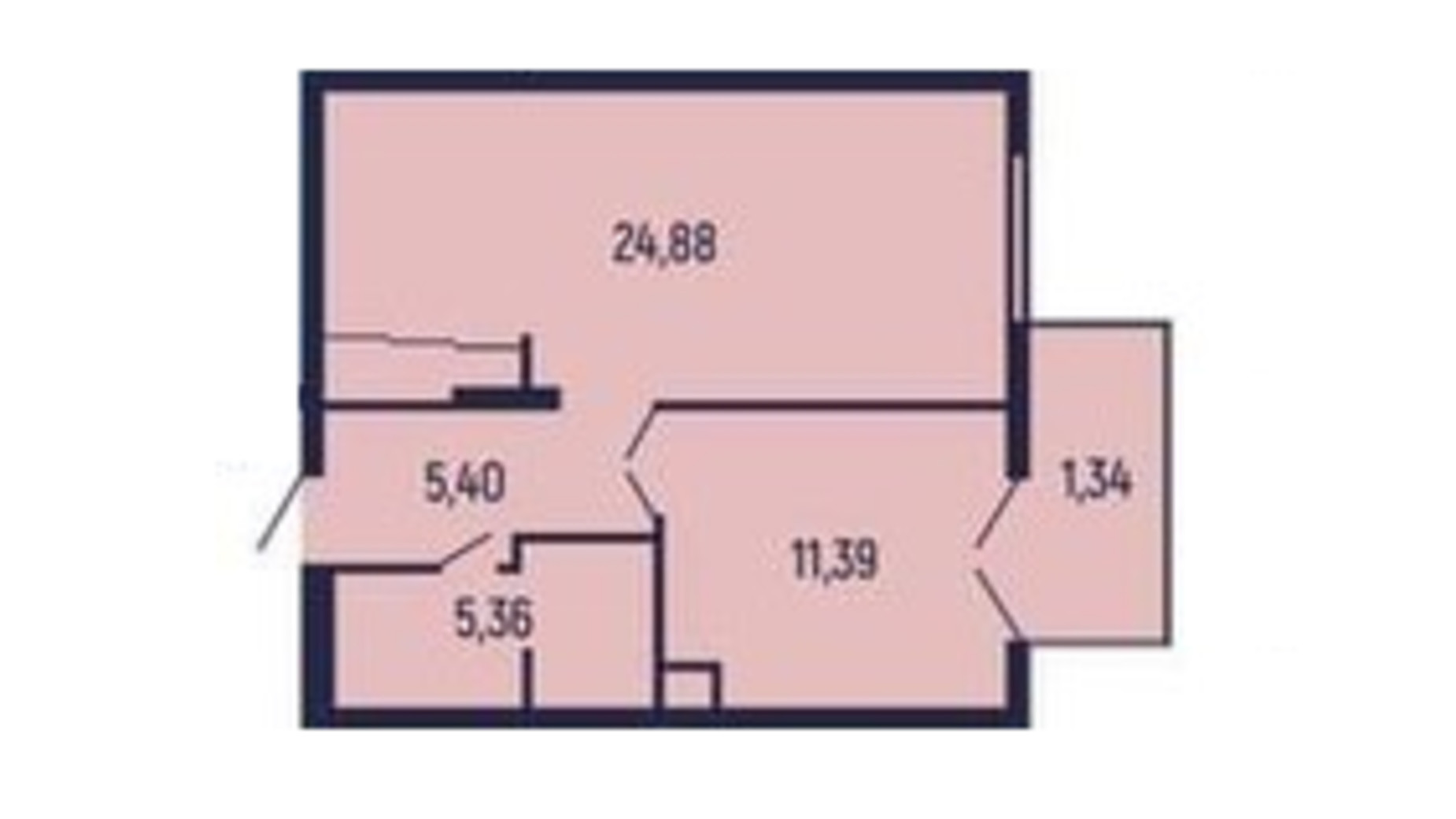 Планировка 1-комнатной квартиры в Квартал Royal Town 48.37 м², фото 602051