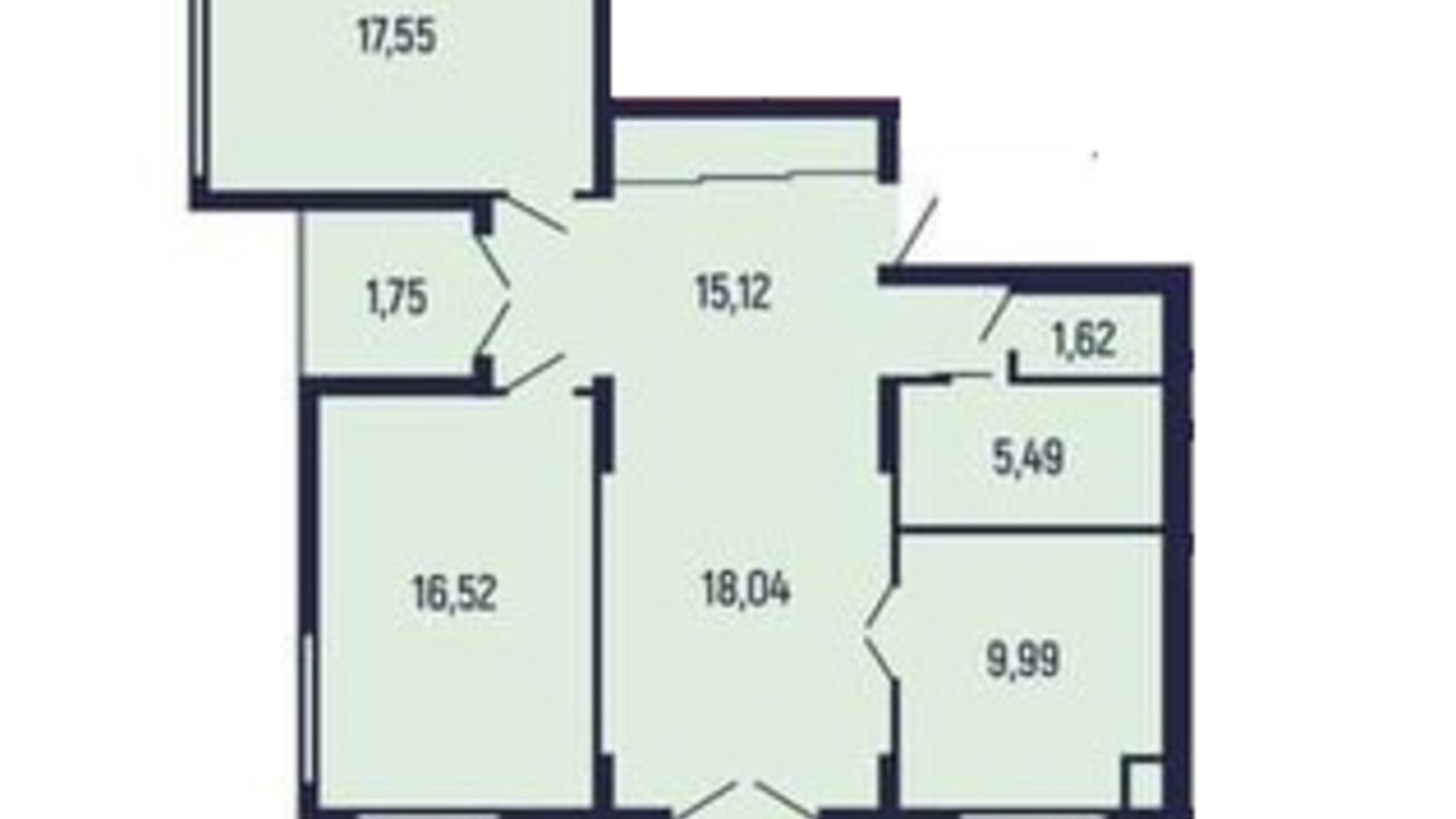 Планировка 3-комнатной квартиры в Квартал Royal Town 87.44 м², фото 602069