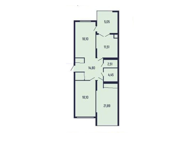 Квартал Royal Town: планування 3-кімнатної квартири 92.92 м²