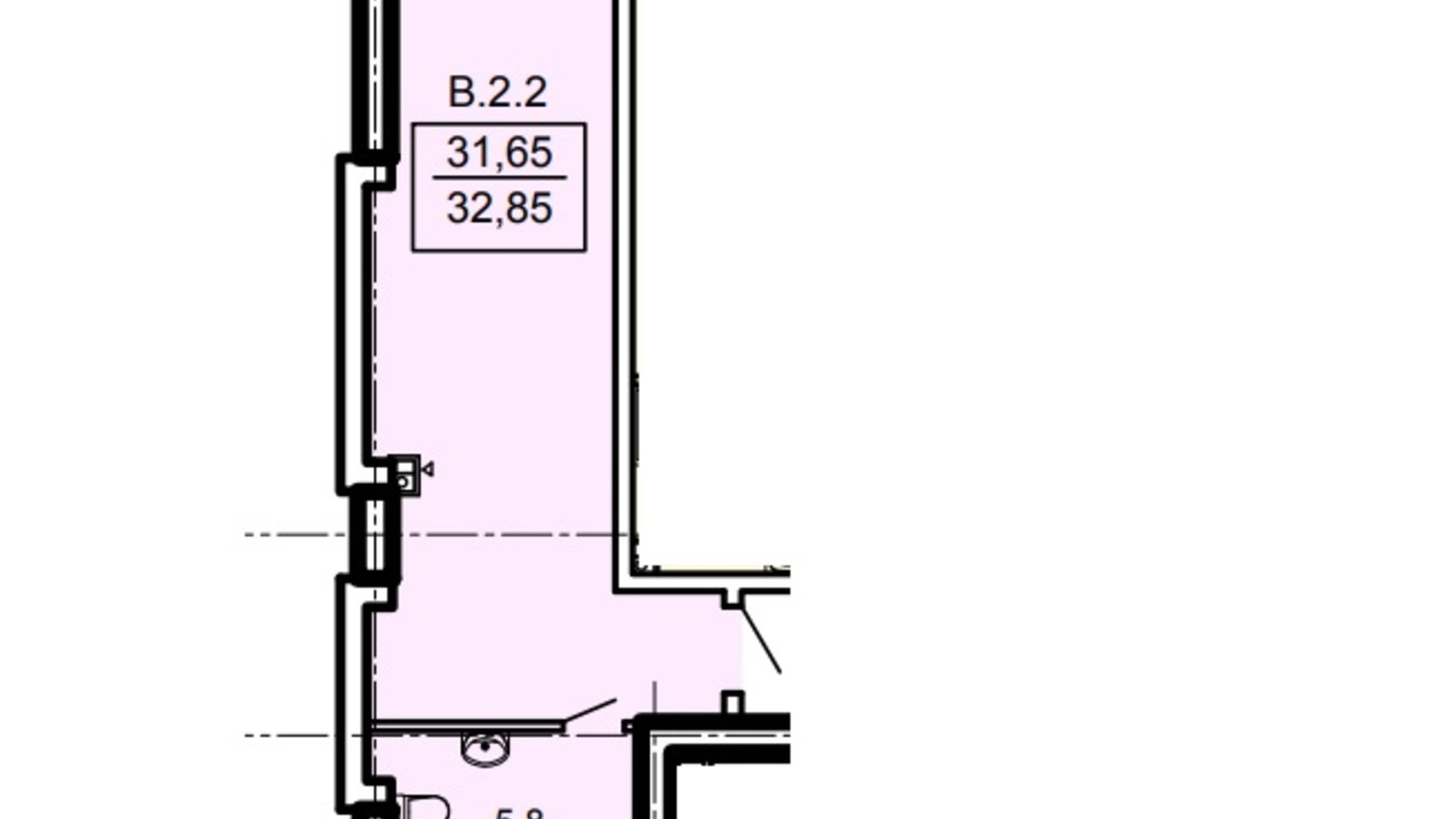 Планування квартири студії в ЖК Акрополь 32.85 м², фото 602180