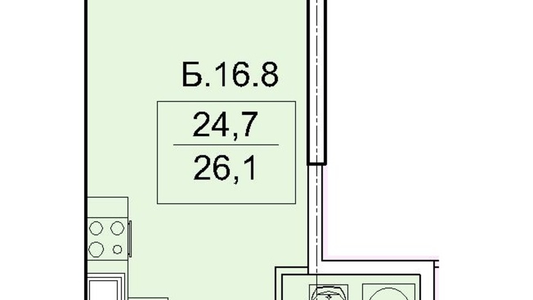 Планировка квартиры студии в ЖК Акрополь 25.9 м², фото 602237