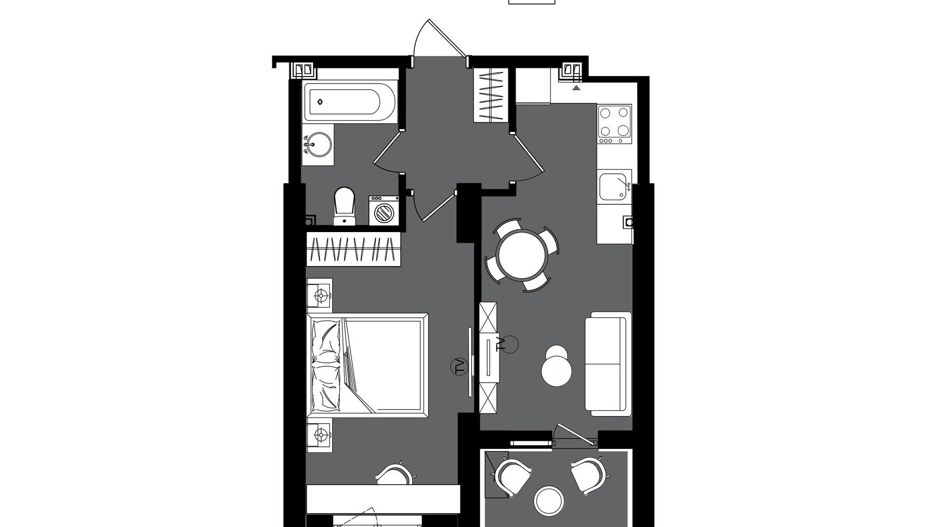 Планировка 1-комнатной квартиры в ЖК Посейдон 40.7 м², фото 602250