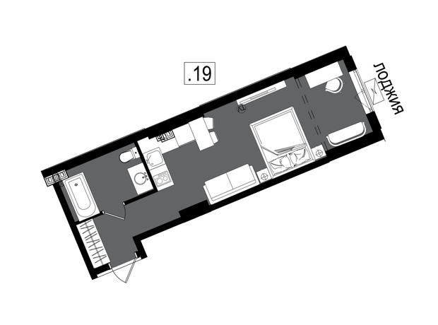 ЖК Посейдон: планировка 1-комнатной квартиры 29.81 м²