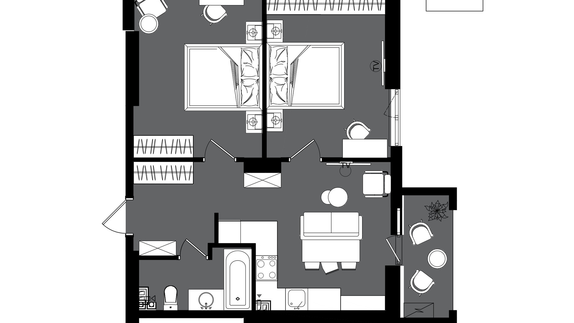 Планировка 2-комнатной квартиры в ЖК Посейдон 60.09 м², фото 602261