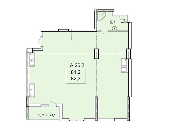 ЖК Акрополь: планировка 2-комнатной квартиры 82.3 м²