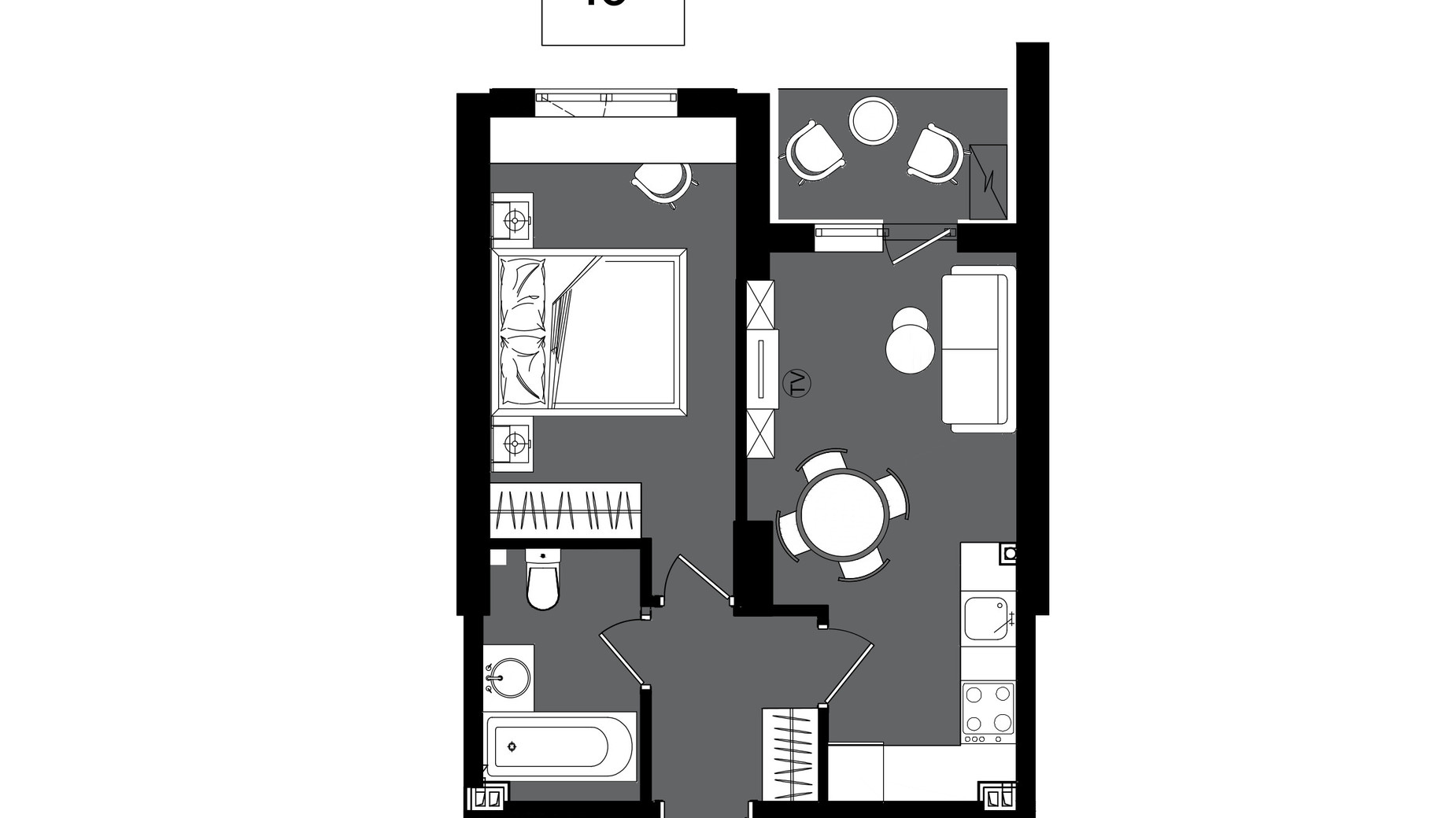 Планировка 1-комнатной квартиры в ЖК Посейдон 38.86 м², фото 602280