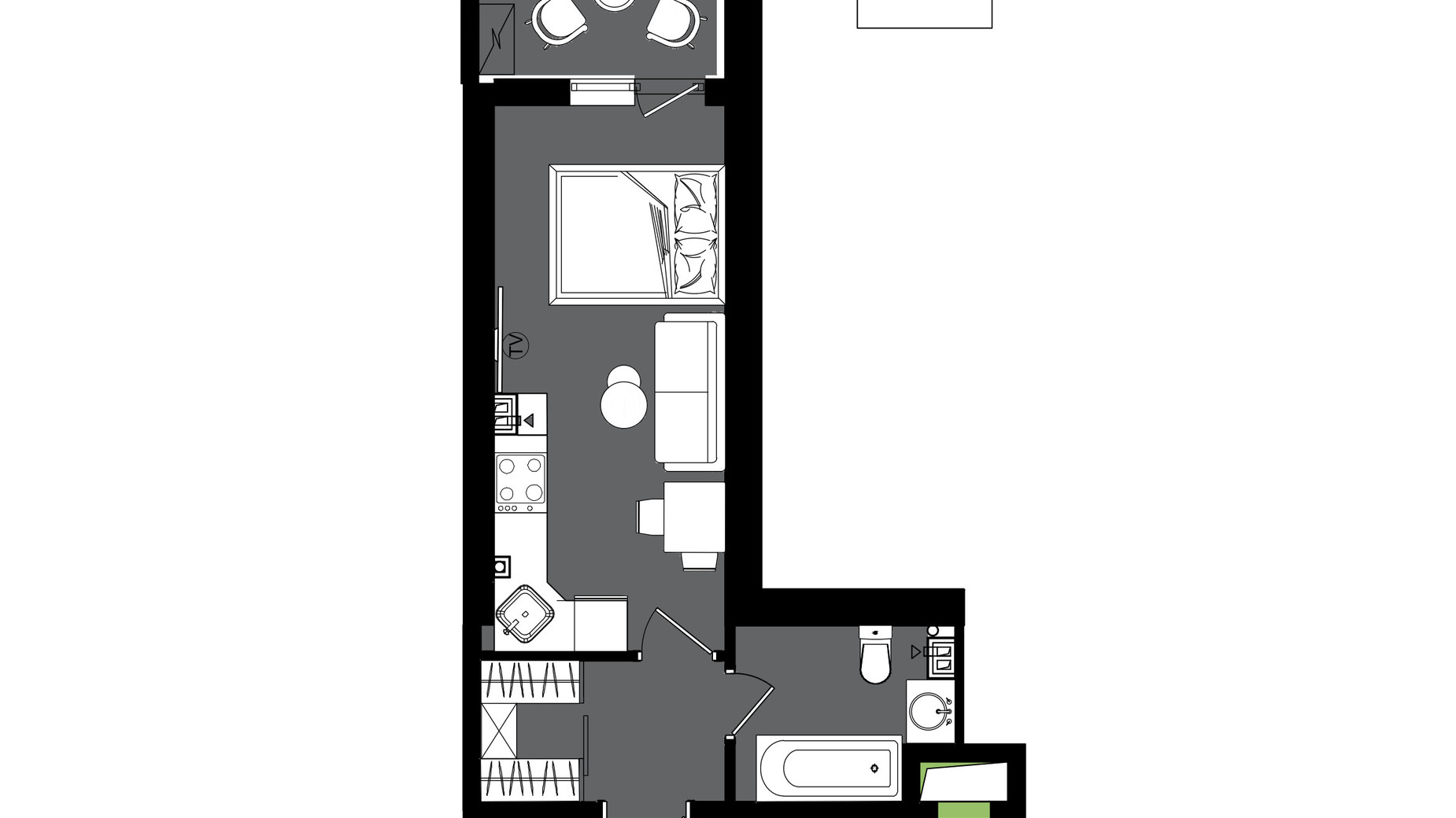 Планування квартири студії в ЖК Посейдон 27.21 м², фото 602282