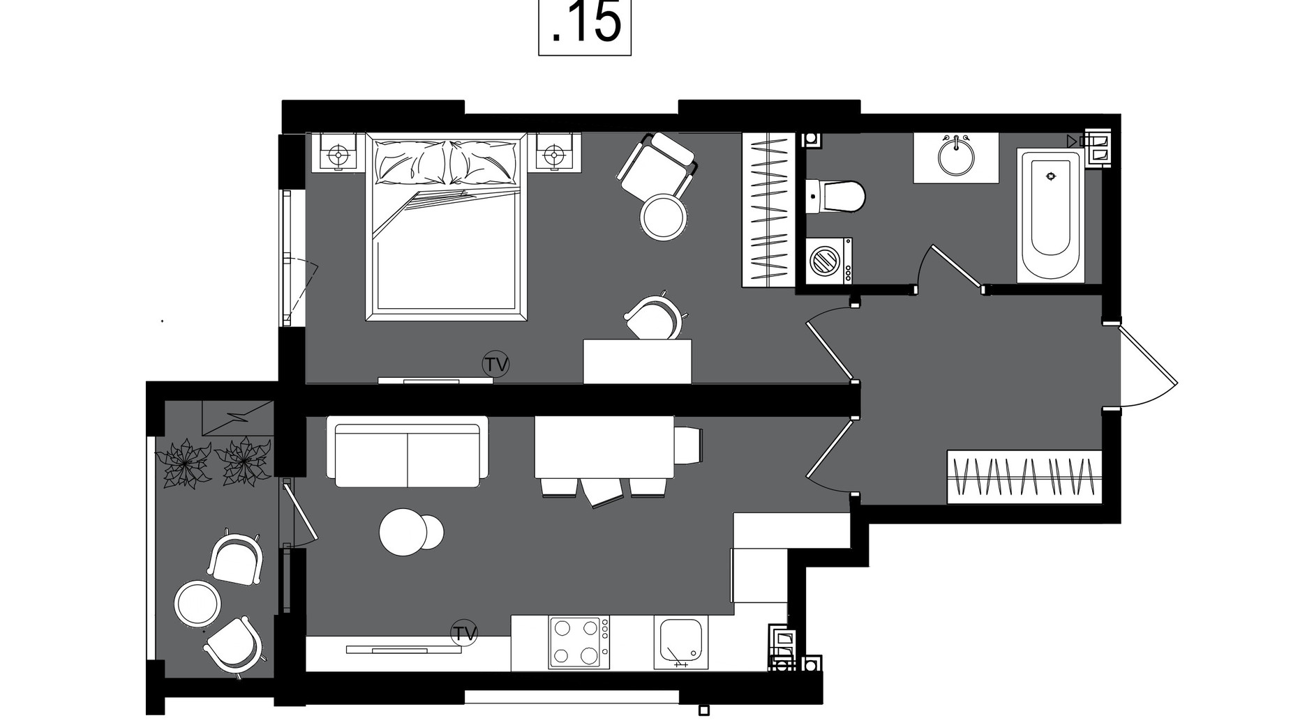 Планировка 1-комнатной квартиры в ЖК Посейдон 47.28 м², фото 602283