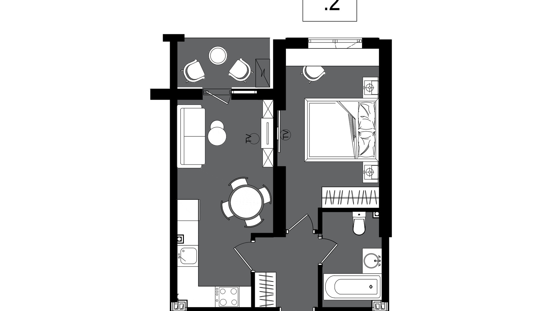 Планировка 1-комнатной квартиры в ЖК Посейдон 38.92 м², фото 602284