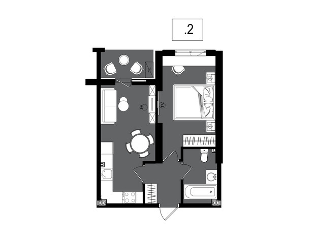 ЖК Посейдон: планування 1-кімнатної квартири 38.92 м²