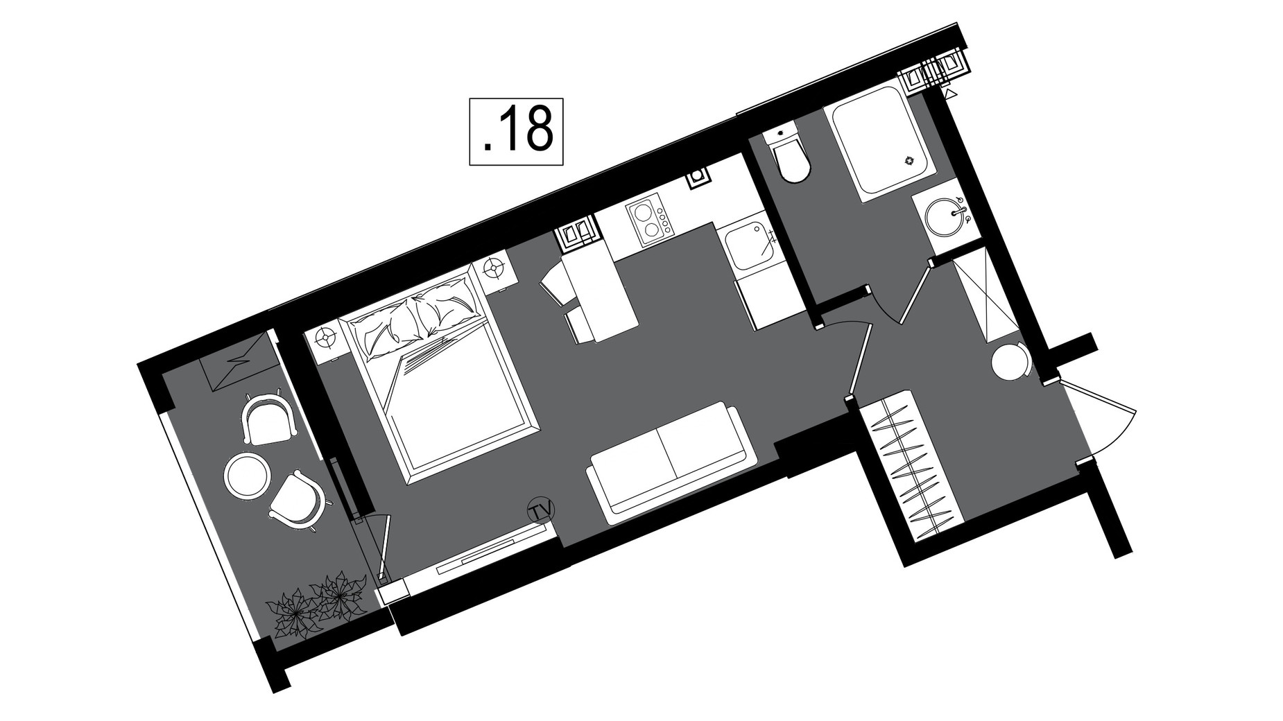 Планировка квартиры студии в ЖК Посейдон 28.55 м², фото 602285