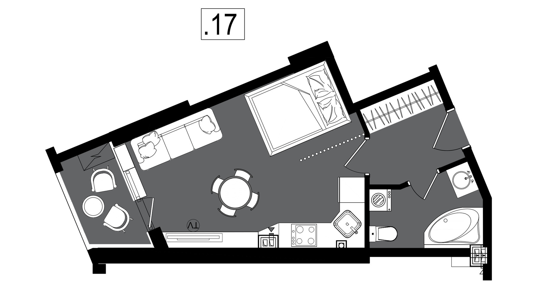 Планировка квартиры студии в ЖК Посейдон 29.43 м², фото 602294