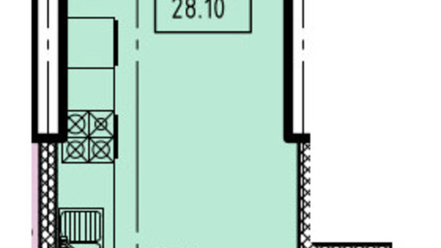 Планировка квартиры студии в ЖК Эллада 28.1 м², фото 602370