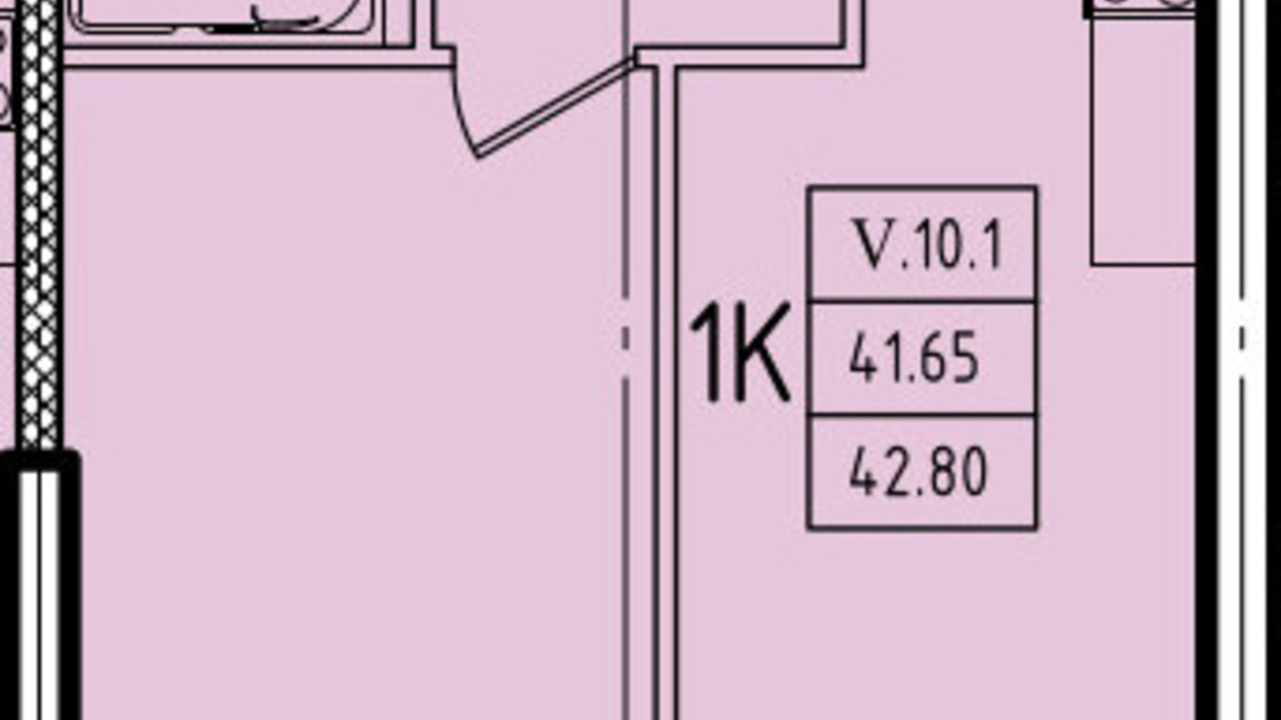 Планування 1-кімнатної квартири в ЖК Еллада 42.8 м², фото 602504