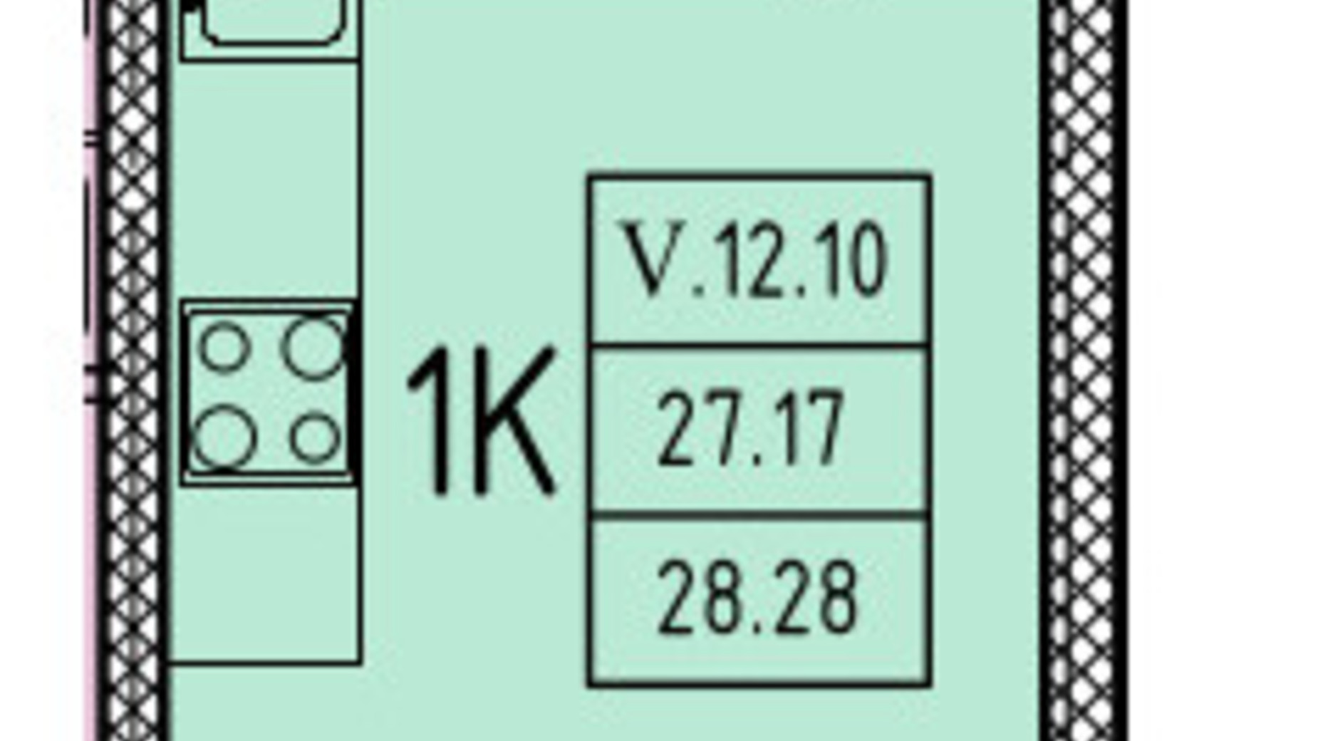 Планировка квартиры студии в ЖК Эллада 29.01 м², фото 602534