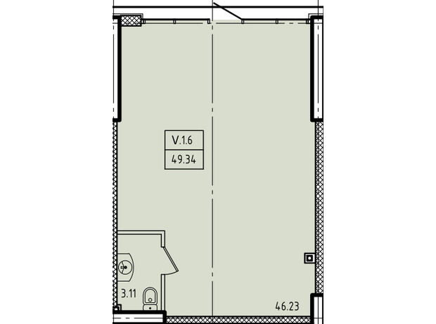 ЖК Эллада: планировка помощения 49.34 м²